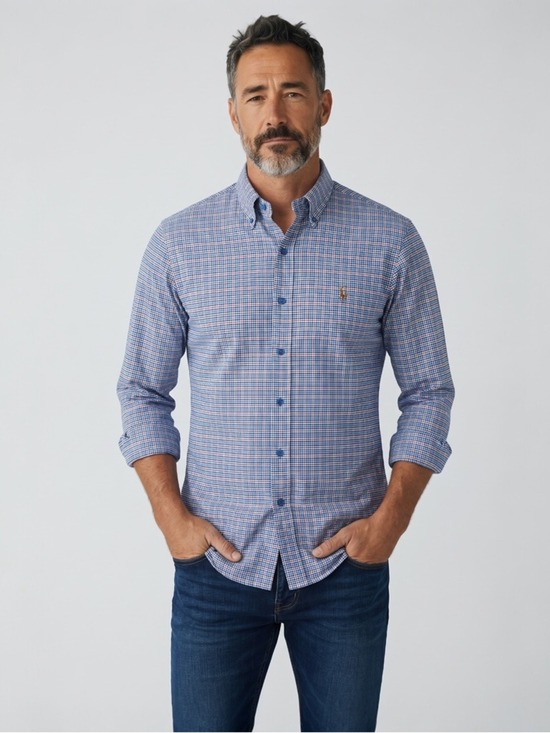Polo Ralph Lauren Other - Polo by Ralph Lauren Blue and White Check Long-Sleeve Button-Down Shirt